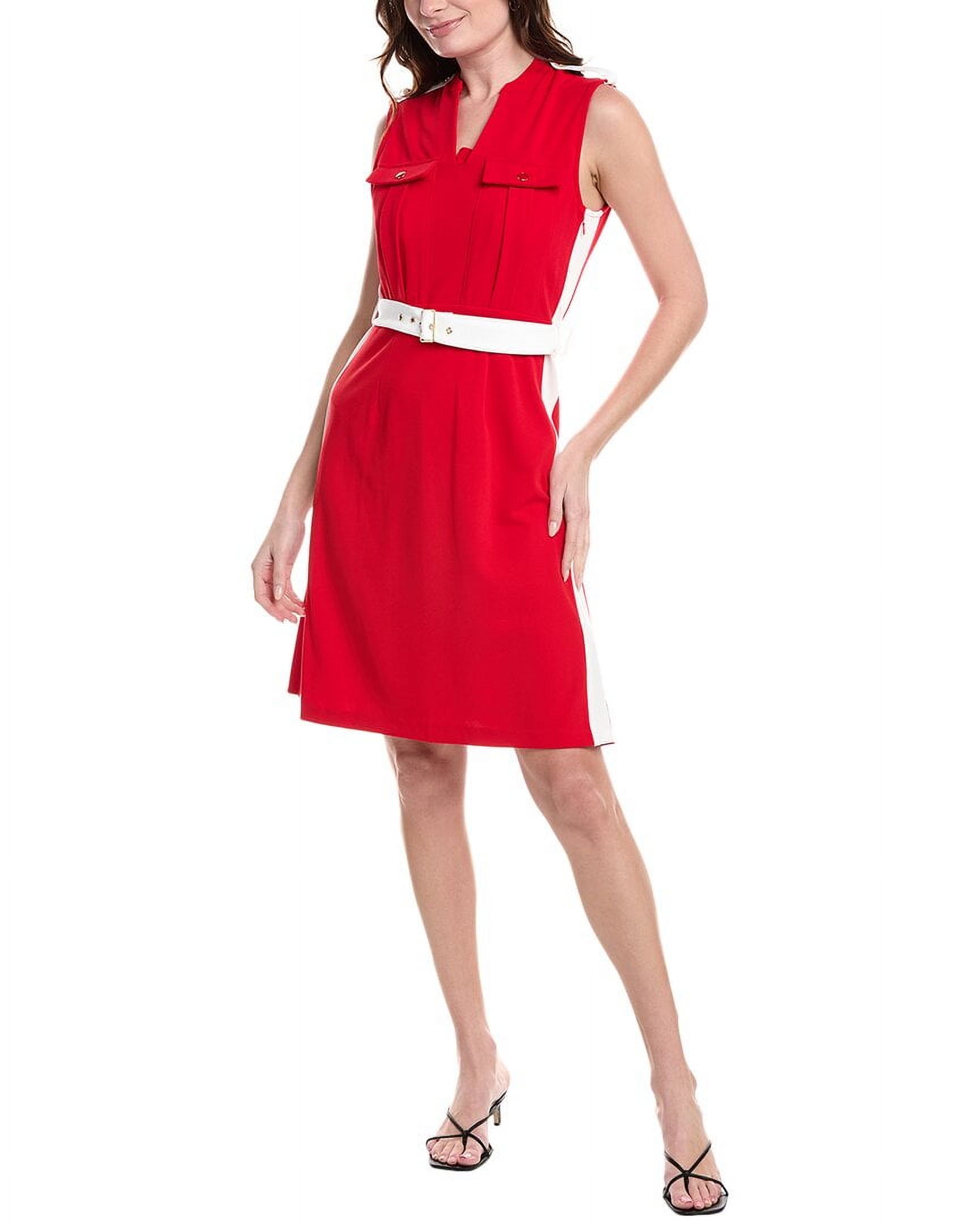 Nanette Nanette Lepore womens Belted Sheath Dress, 16, Red